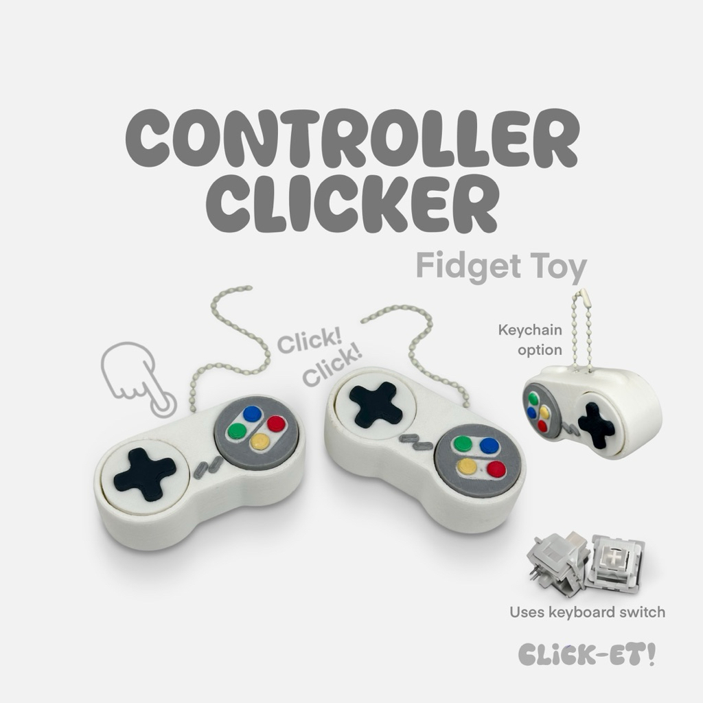 CLICK-ET! Retro Controller Clicker Keychain by Slycelab 3D Printed Cute ...