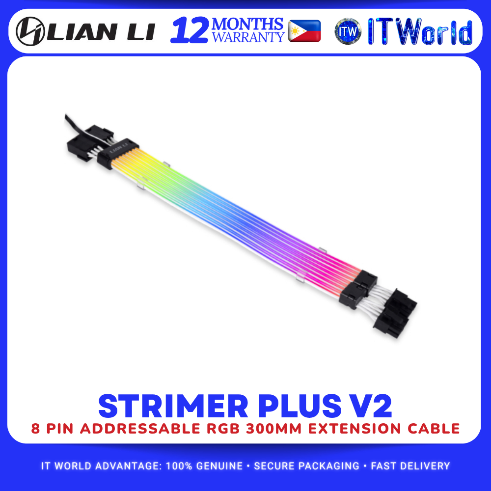 Lian Li Strimer Plus V2 300mm RGB GPU 8-Pin Extension Cable for Desktop ...