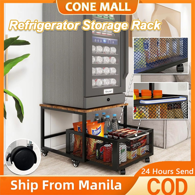 Refrigerator Rack Stand Metal Printer Stand with Wheels Mobile Fridge ...