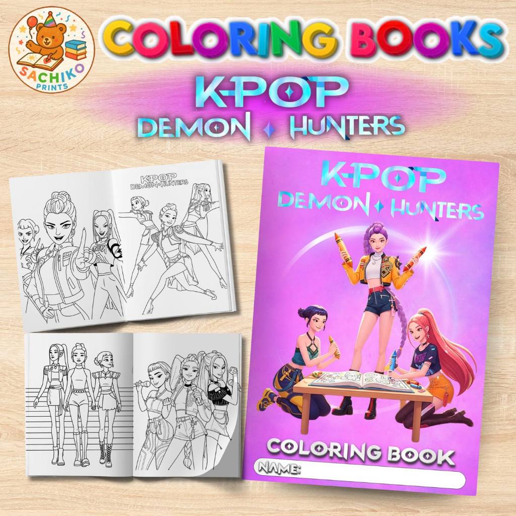 K-POP DEMON HUNTERS HUNTRIX HAPPY KIDS COLORING BOOK BY JM CREATION ...