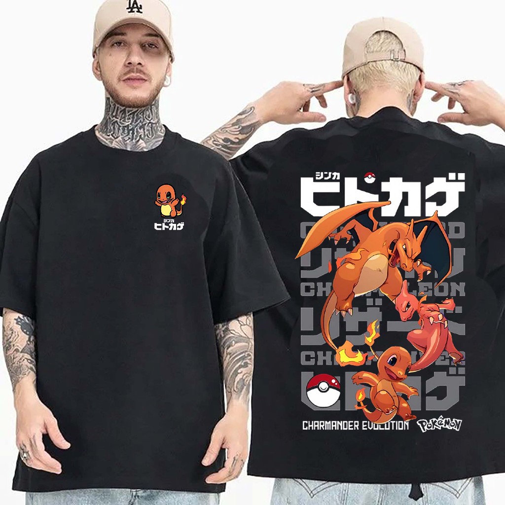 Pokemon T-SHIRT-Charmander-Charmeleon-Evolution CHARIZARD-Cotton ...