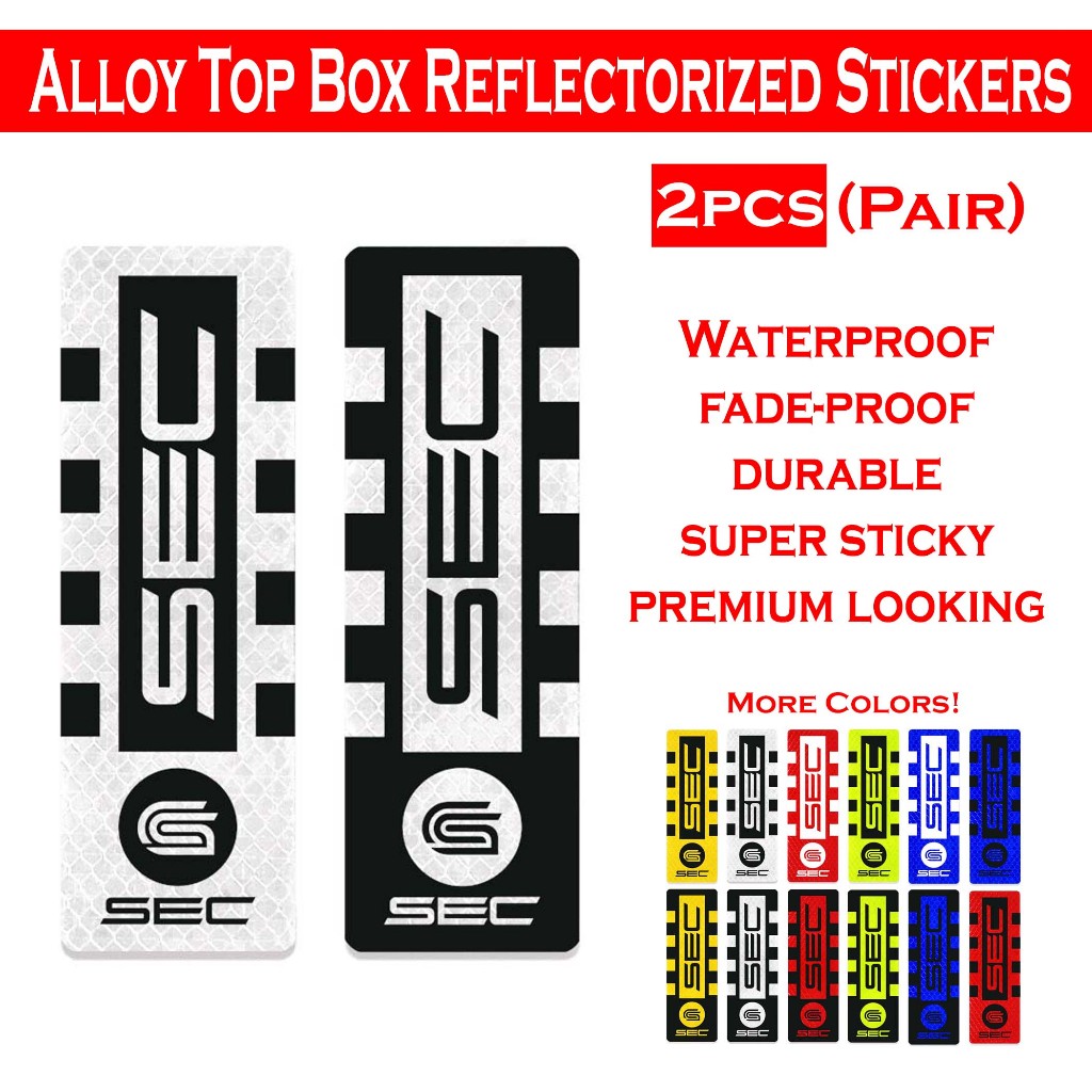 ALLOY TOP BOX REFLECTORIZED STICKERS SEC F (PAIR)NIGHT DRIVING SAFETY ...