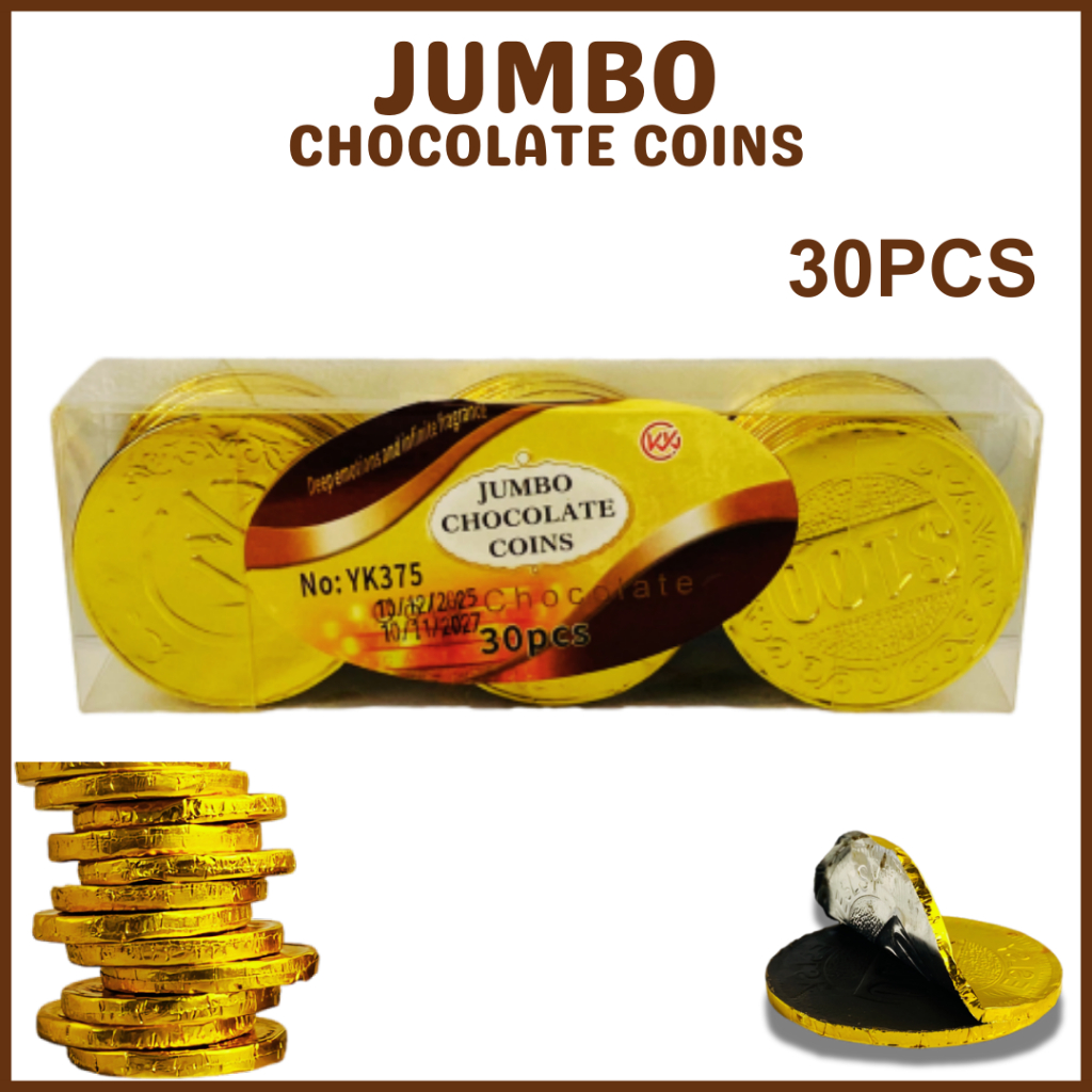 30 Pieces Jumbo Milk Chocolate Coins Gold Packaging Every Coin Rich ...