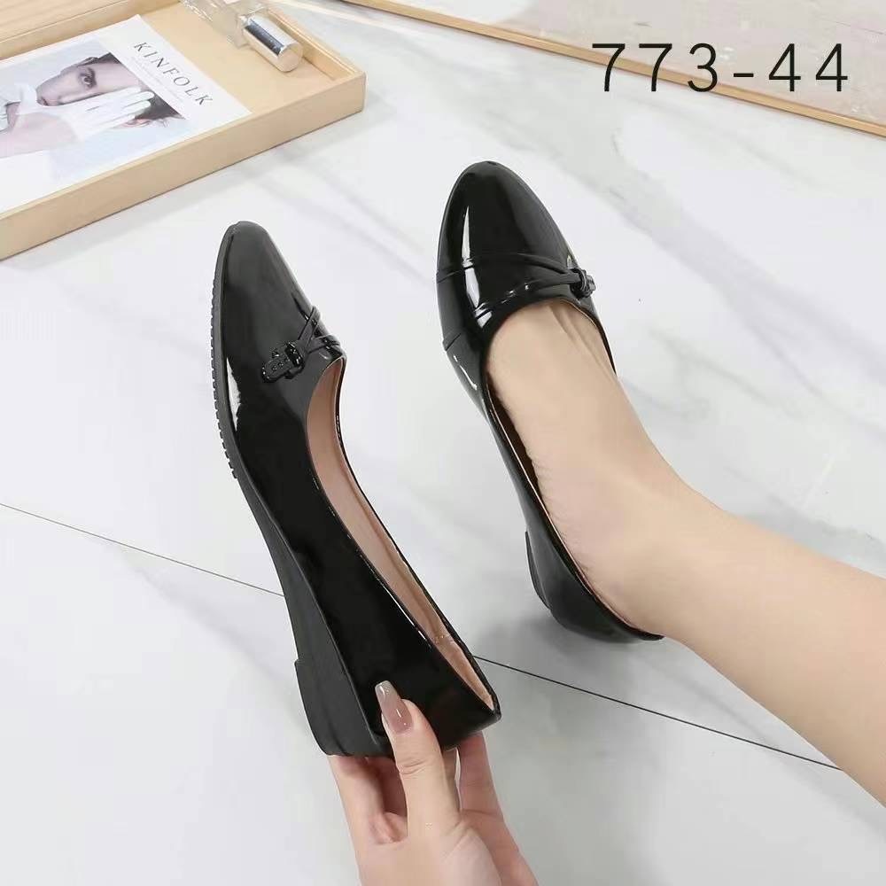 773-44 Black school shoes for women 1 inch wedge heels elegant design ...