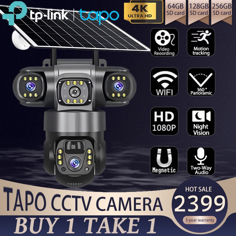 BUY1 TAKE1 TAPO CCTV Camera Waterproof 4K Dual Lens Connect Cellphone ...