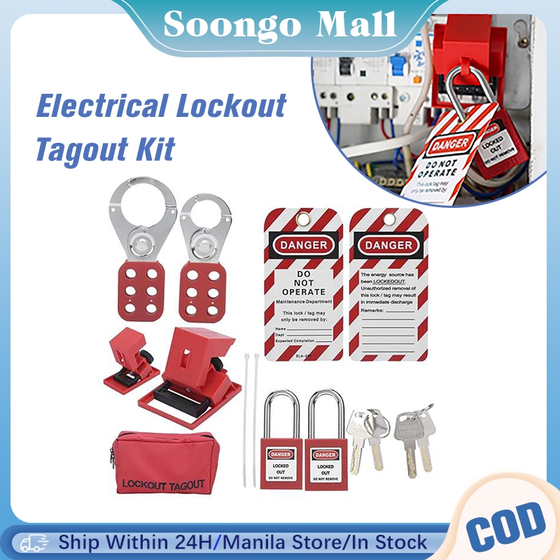 Electrical Lockout Tagout Kit with Multiple Loto Devices Padlock Keys ...