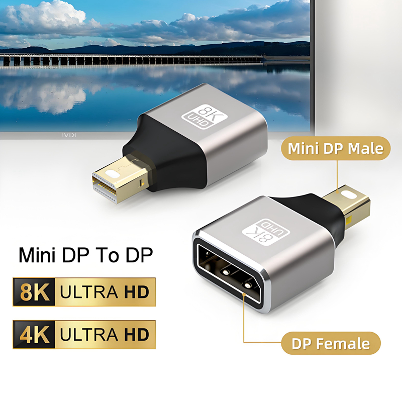 Mini DP to DisplayPort 8K 4K Adapter Thunderbolt 2 DP1.4 Video ...
