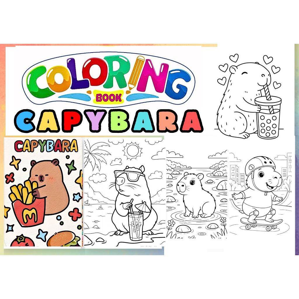 CUTE CAPYBARA - STYLE COLORING ACTIVITY BOOK FOR KIDS FUN CUTE ...