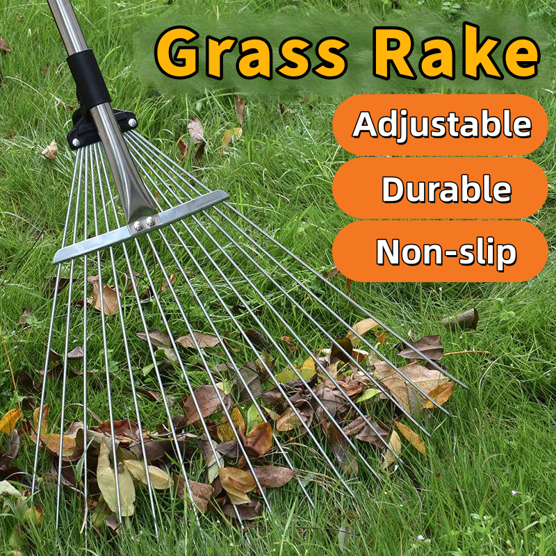 Grass Rake Garden Lawn Grass Rake Dead Leaves Rake 72-150 Cm Telescopic ...