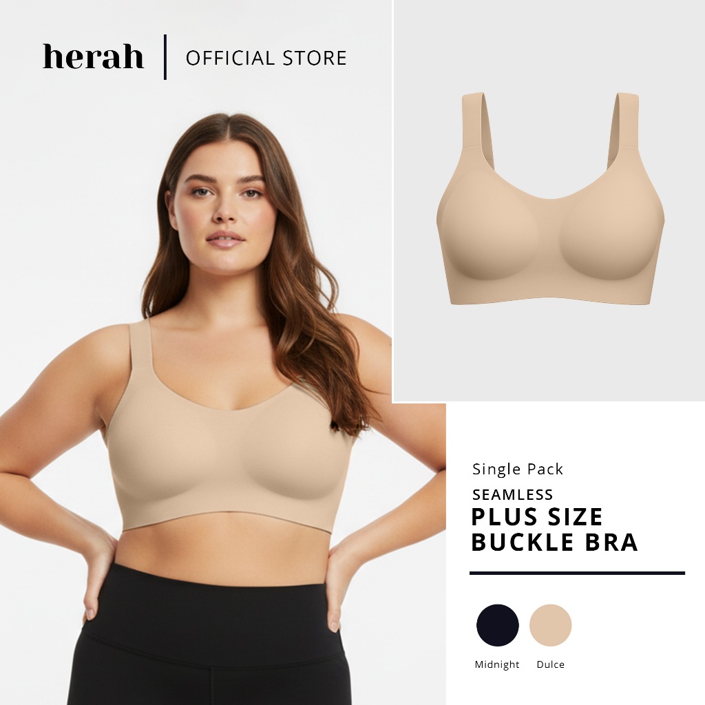Herah Plus Size Seamless Wireless Bra with Buckle, Full Coverage ...