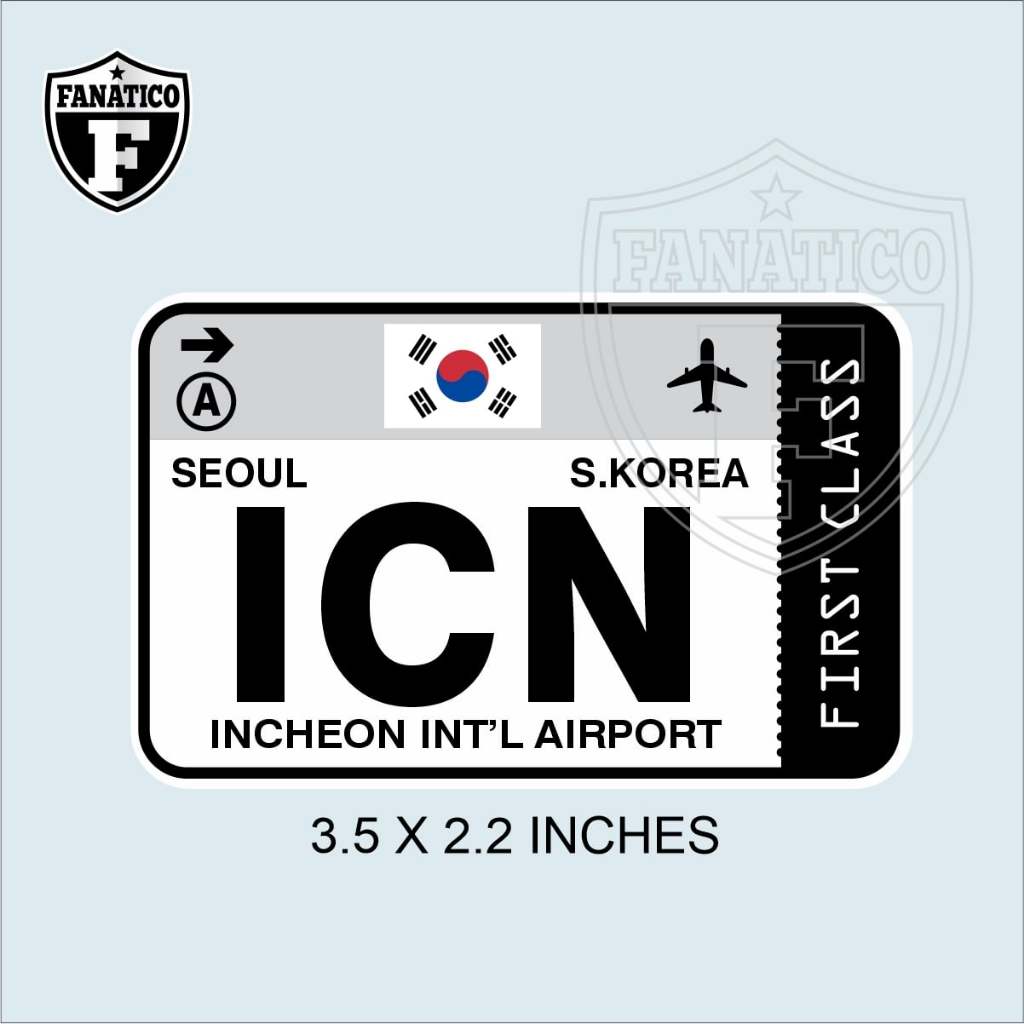 FANATICO SEOUL ICN Incheon International Airport Ticket Vinyl Sticker ...