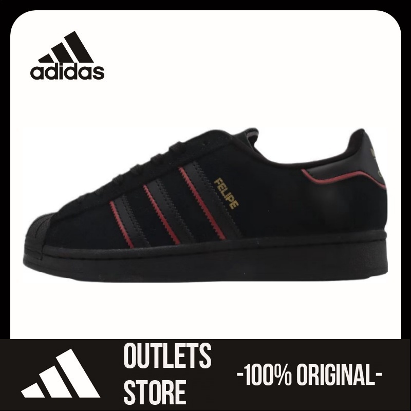 Adidas Campus Shell Head black with red stripes leather cover Upper Low ...