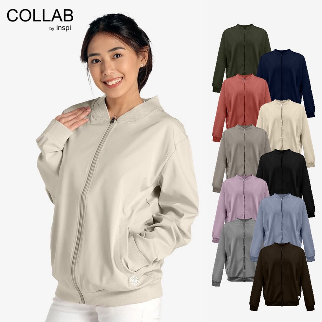 COLLAB by Inspi Plain Bomber Jacket for Women with Full Zipper Closure ...