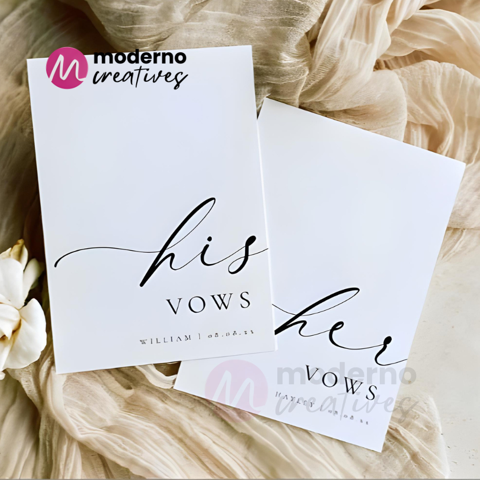 His and Her Wedding Vows Card Vow Cards (1 Pair) | Shopee Singapore