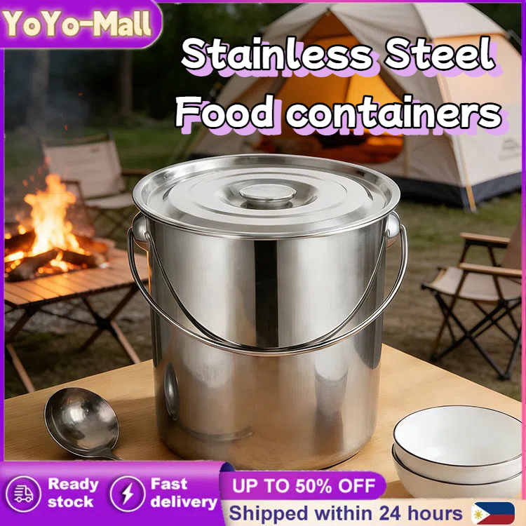 304 Stainless Steel Container With Heat Resistant Handle Soup Bucket ...
