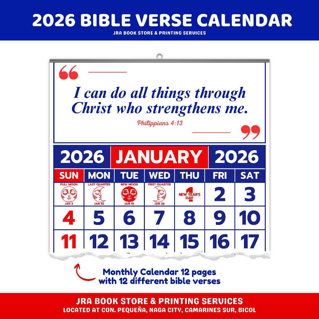 2026 Scripture / Bible Verse Calendar | Inspirational Bible Verse Wall ...