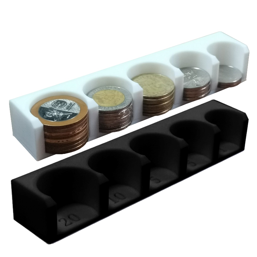 PH New Coin Display Rectangular 5 Slot Coin Sorter Organizer Holder 3D ...