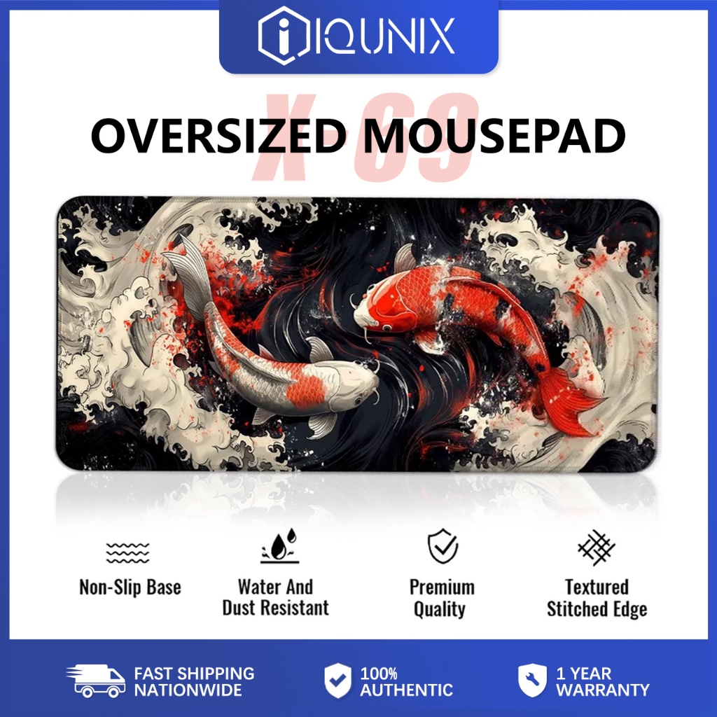 IQUNIX X69 Japanese Koi Fish Mouse Pad Extended Large Yin and Yang Desk ...