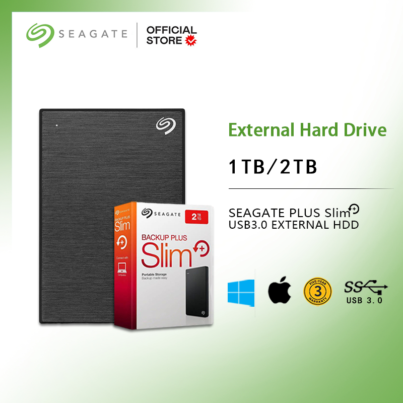 Seagate Backup Plus Slim 1TB/2TB USB 3.0 Portable External Hard Drive ...