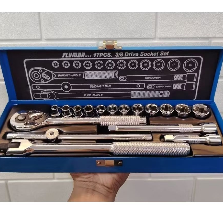 flyman (17pcs socket set 3/8 drive)(17pcs socket set 8-24mm 1/2 drive ...