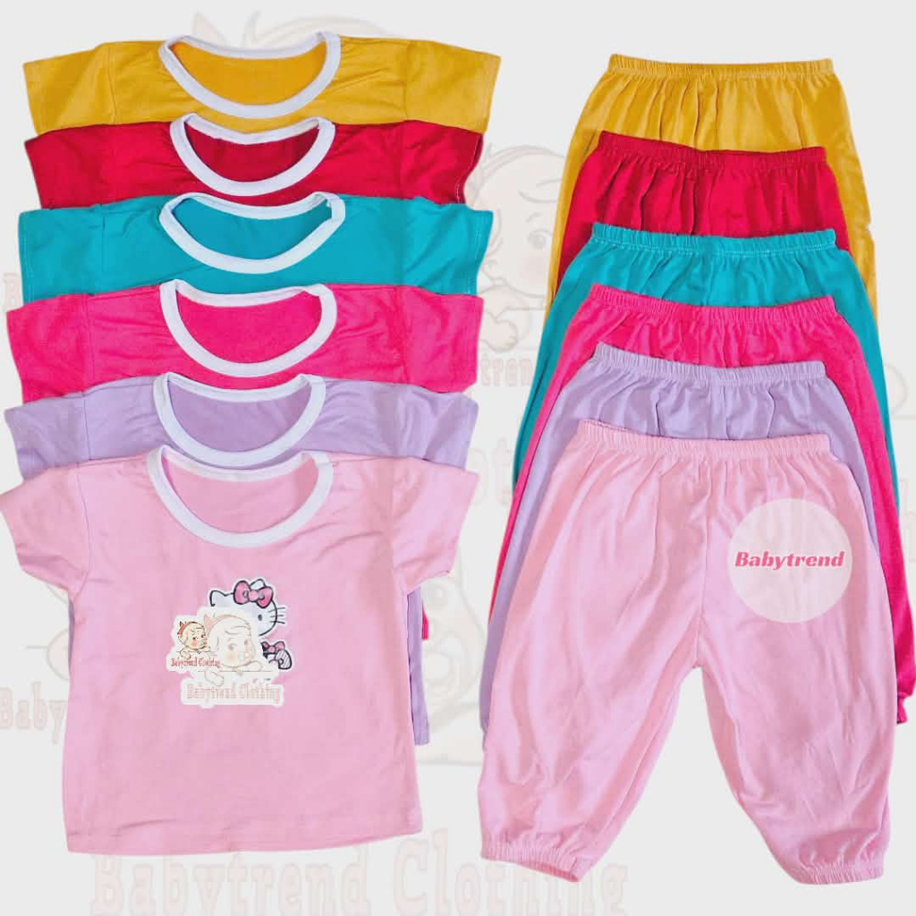 6pairs Terno Cotton Spandex 3-12mos Baby Girl Tshirt Pants Colored ...