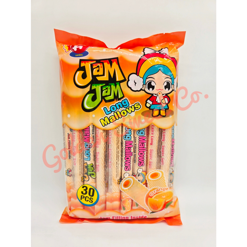 A's CANDIES 10in JAMJAM LONG MALLOW WITH FILLING ORANGE FLAVOR PANINDA ...