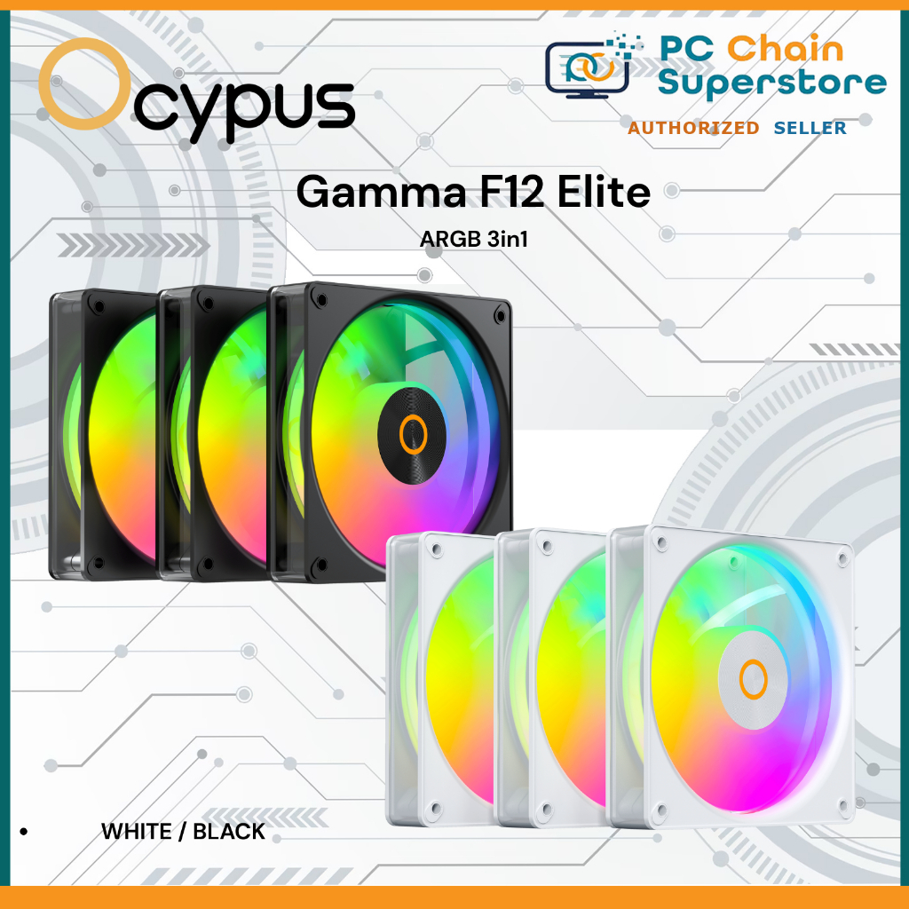 Ocypus Gamma F12 Elite ARGB 3in1/120mm 4-pin PWM Fan / Transparent ...