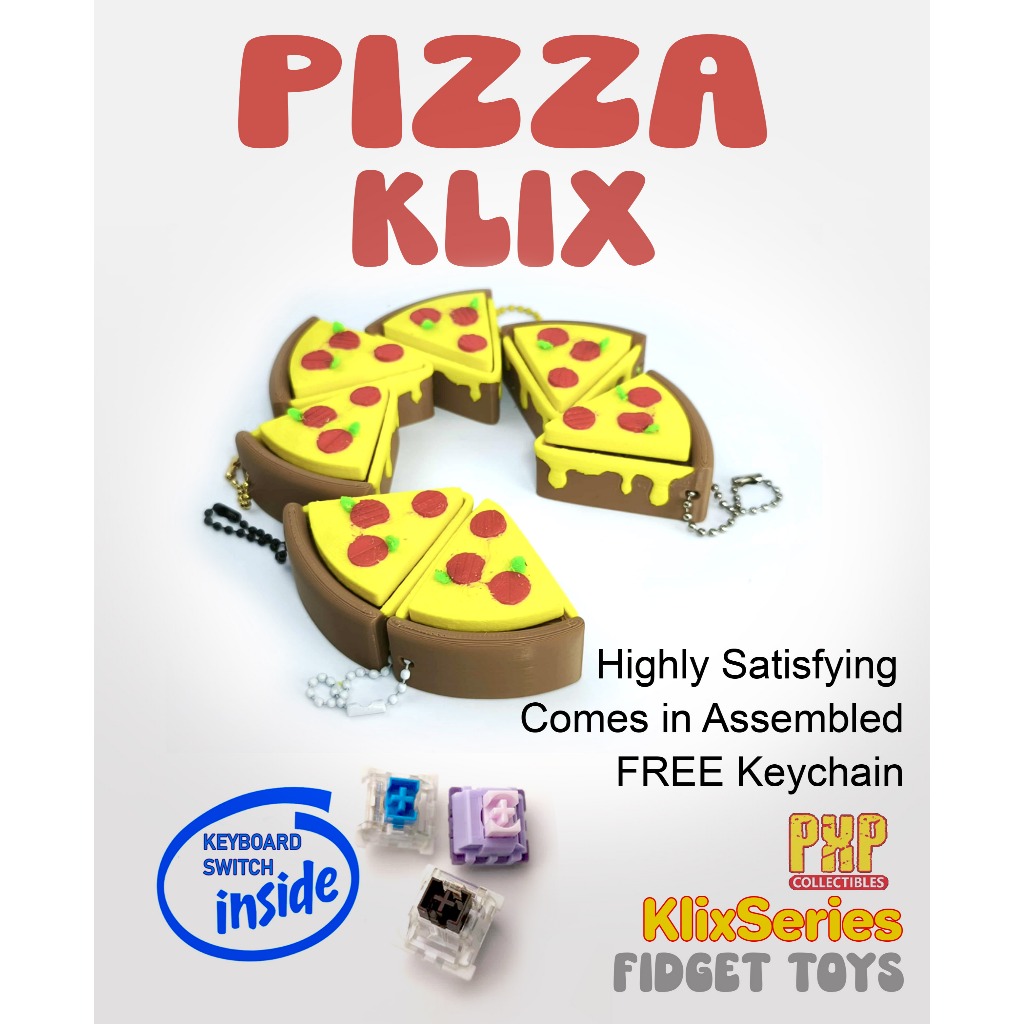 CUTE KLIXSeries PIZZA SLICE Stress Anxiety Reliever Clickables Fidget ...