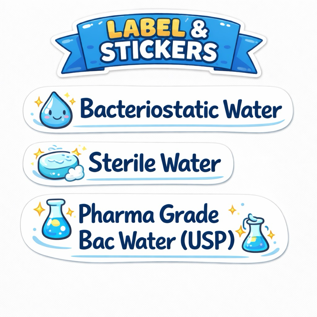 BACTERIOSTATIC WATER PHARMA GRADE BAC WATER LABEL & STICKER Sticker Label |  Shopee Singapore