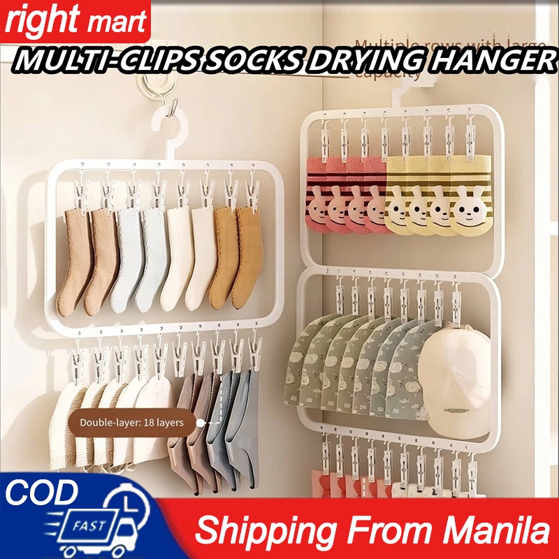 18/26pcs Multi-Clips Socks Drying Hanger, Hanging Drying Rack For Socks ...