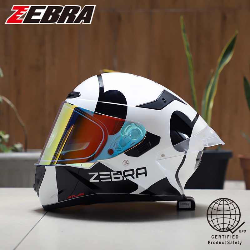 【PANDA STYLE】 Zebra ATLAS Dual Visor Helmet Full Face for Motorcycle ...