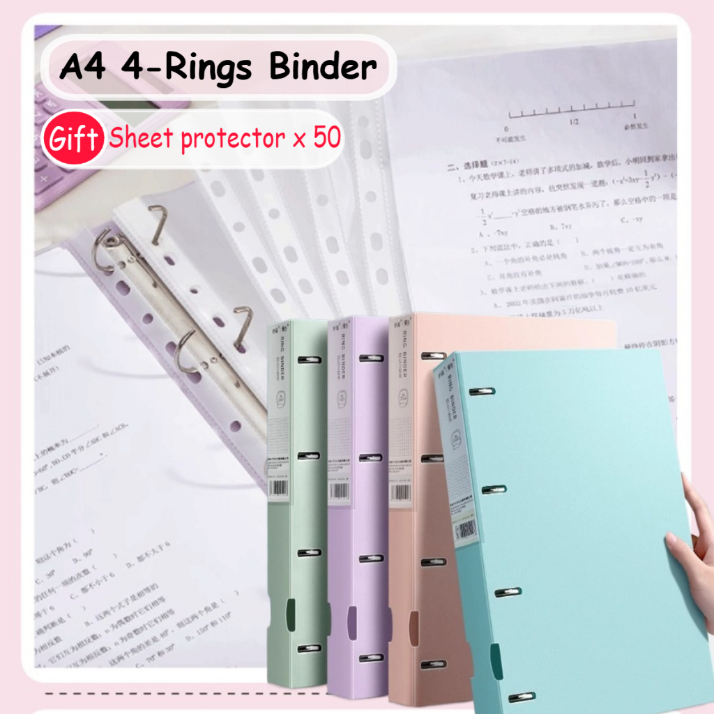 A4 Folder Punching Binder 4-Ring Loose Leaf Binder Clear Sheet ...