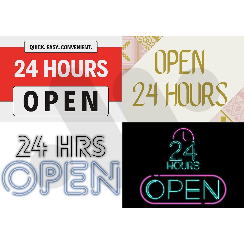 24 Hours Signage A4 | Laminated 24/7 Business Display Sign | Shopee ...