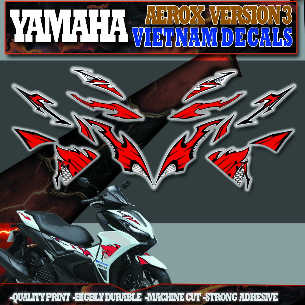 YAMAHA AEROX VERSION 3 MOTORCYCLE NEW VIETNAM DECALS STICKER/ DECALS ...