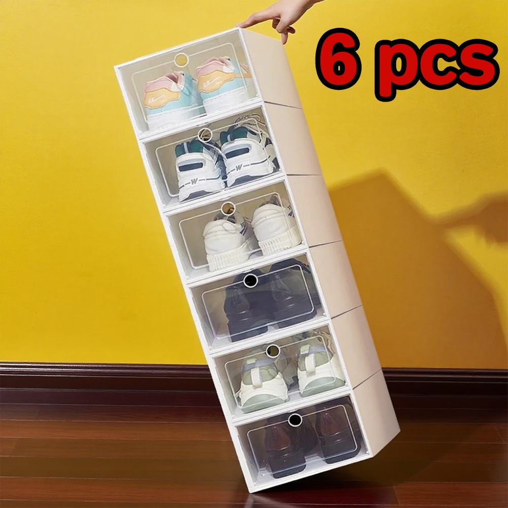 Buy 3 Get3 Large Size White Shoe Box Storage Plastic Foldable Colorful ...