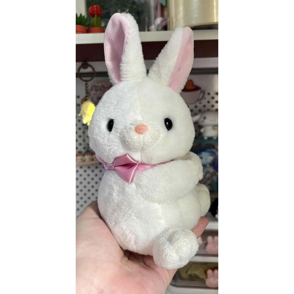S2 - Yell Cute White Bunny with Pink Ribbon Gem Ears Plush Toy | Shopee ...