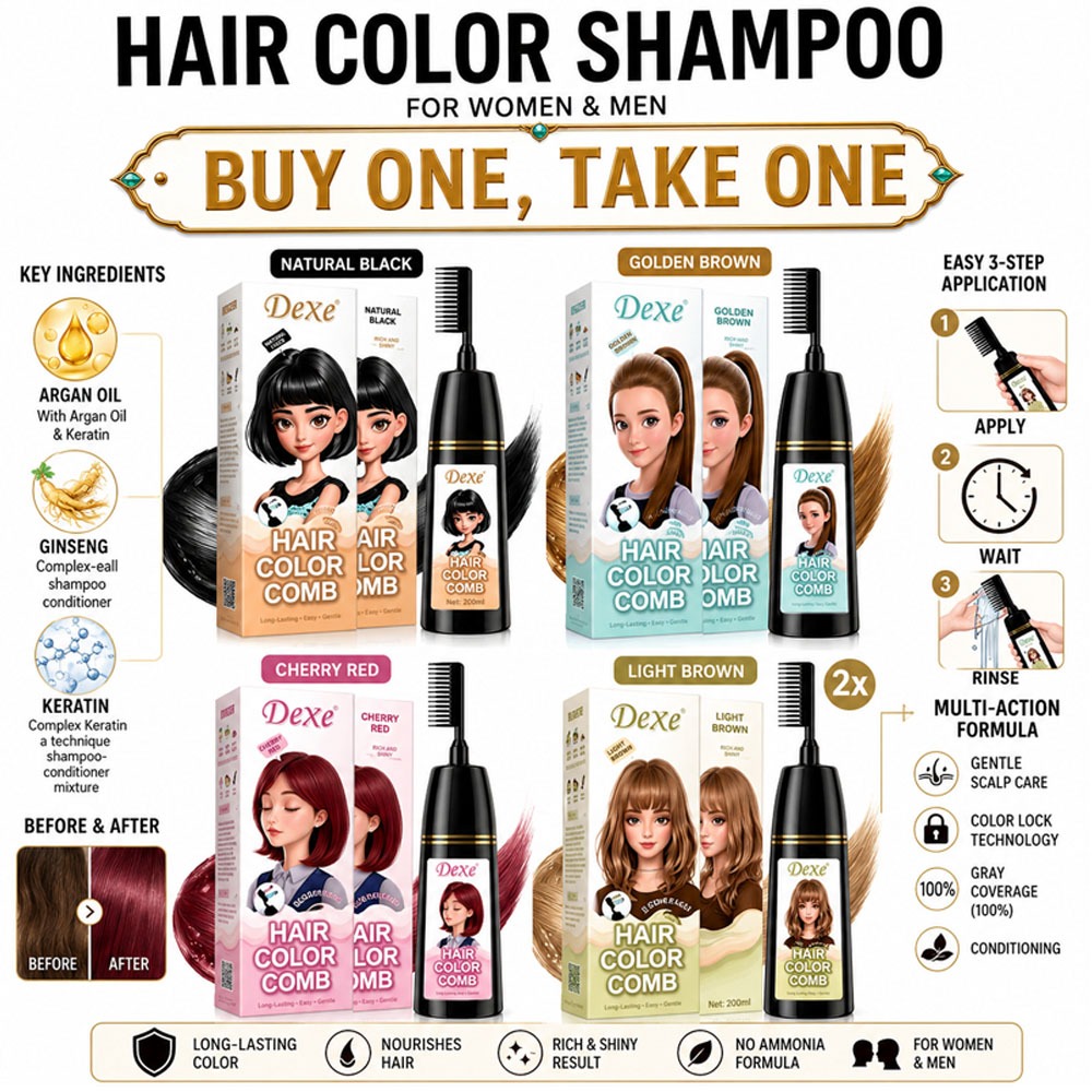 Dexe 200ml Multi-Action Hair Color Comb One Comb Flawless Color 100% ...