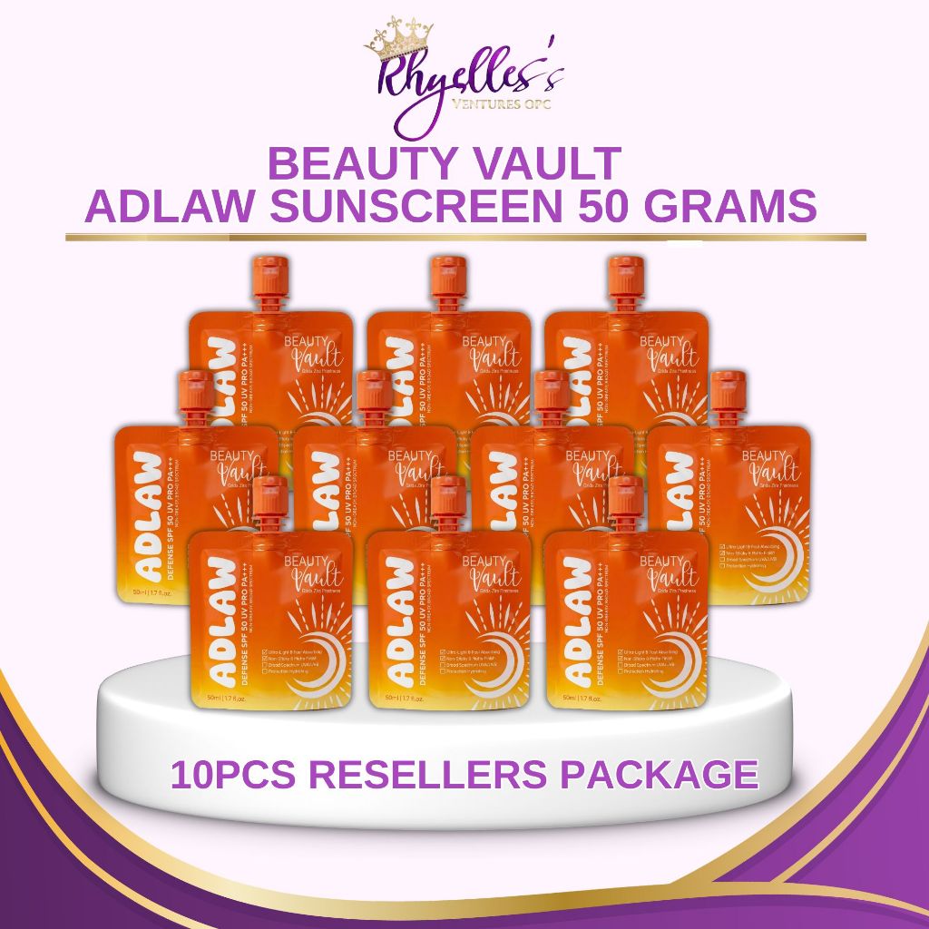 BEAUTY VAULT ADLAW SUNSCREEN 50 GRAMS - 10 PCS RESELLERS PACKAGE ...