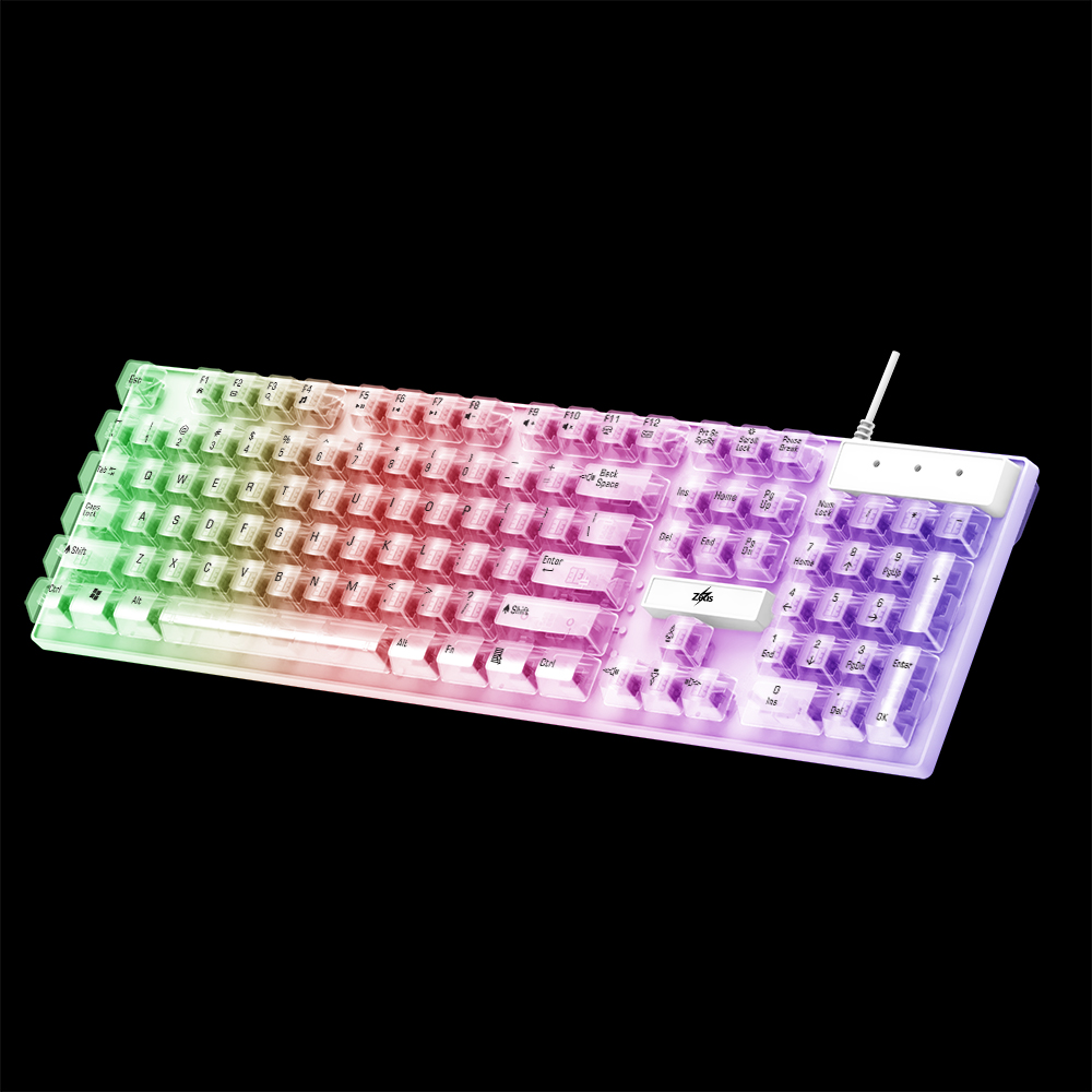 Zeus K-800 104-key wired transparent keyboard with cool RGB lighting ...