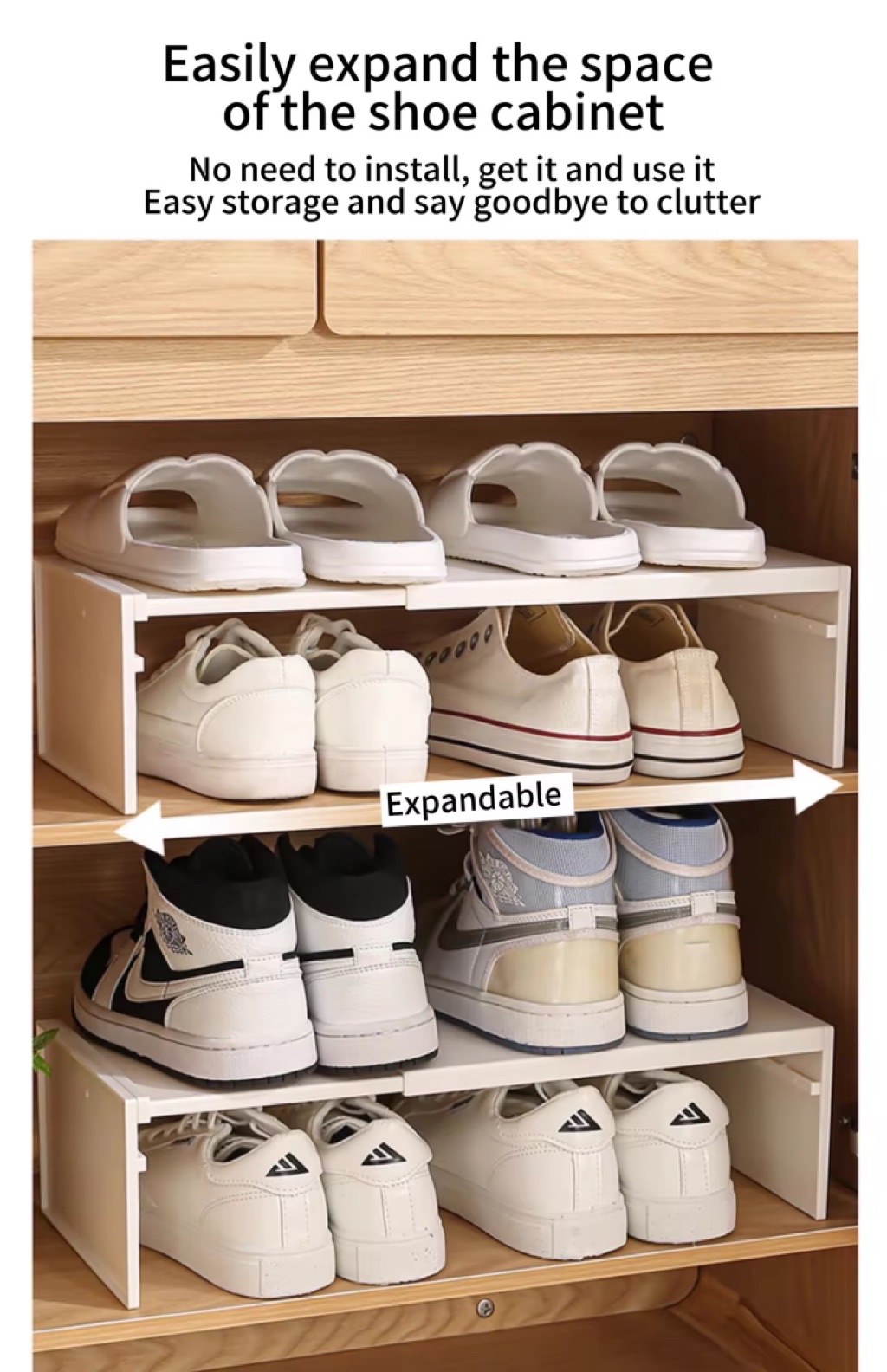 Shoe Cabinet Layered Partition Wardrobe Retractable Shoe Storage ...
