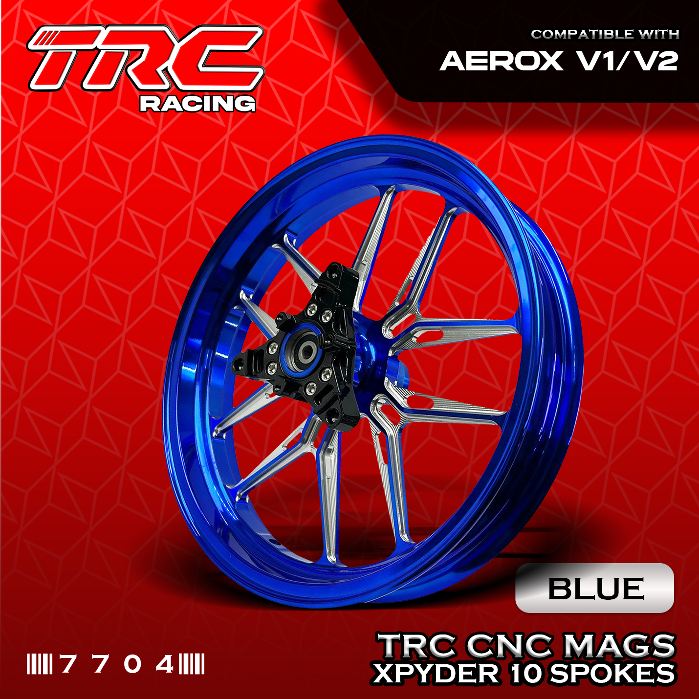 TRC RACING CNC XPYDER 10 SPOKES MAG WHEELS (2.5F x 3.5R x 14) for AEROX ...