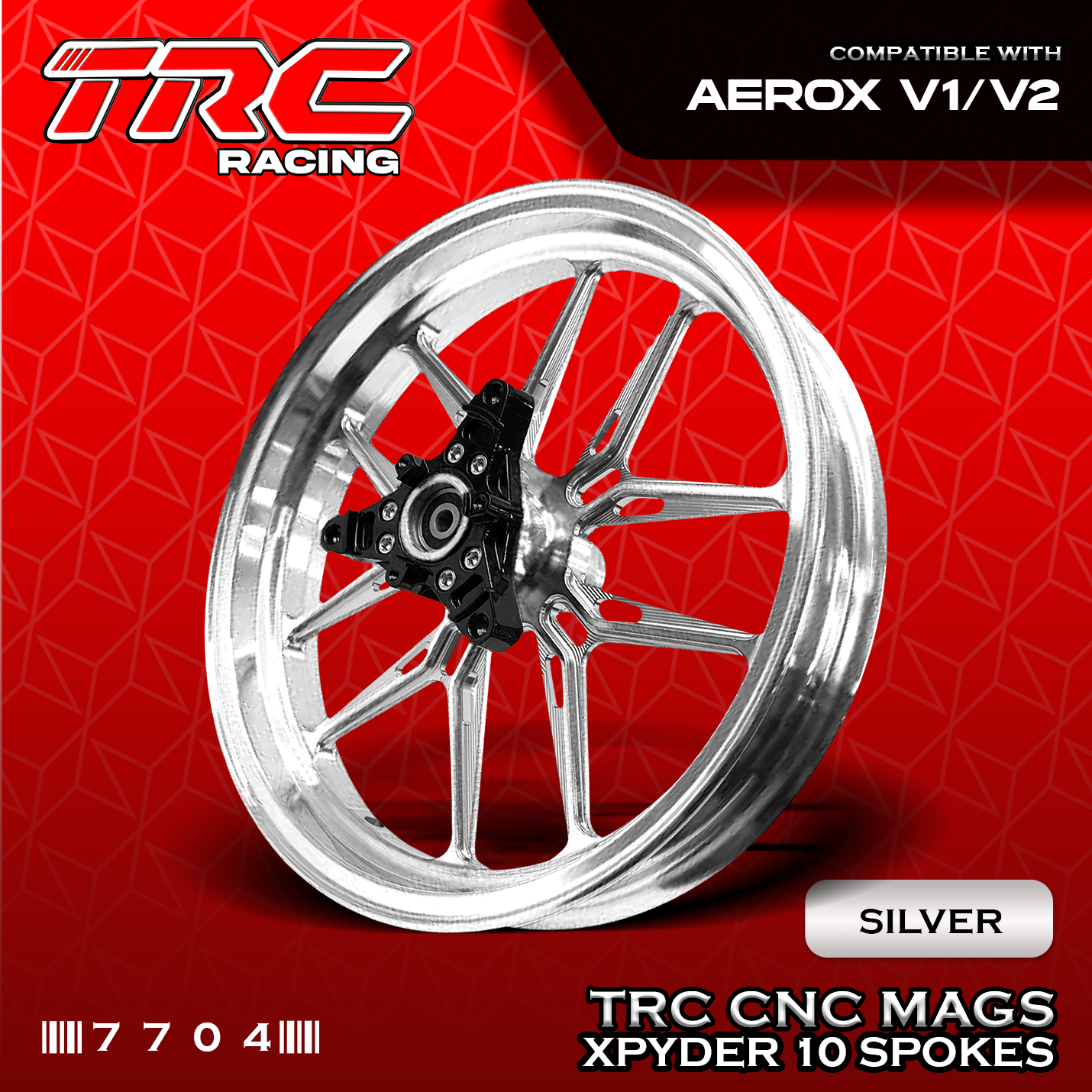 TRC RACING CNC XPYDER 10 SPOKES MAG WHEELS (2.5F x 3.5R x 14) for AEROX ...