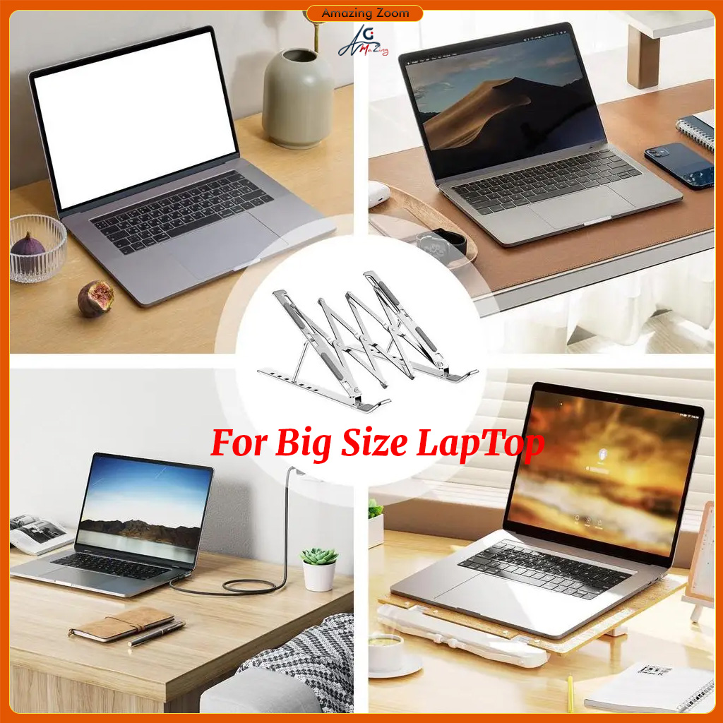 Big Size Foldable Adjustable Aluminum Laptop Stand Metal Height Cooling ...