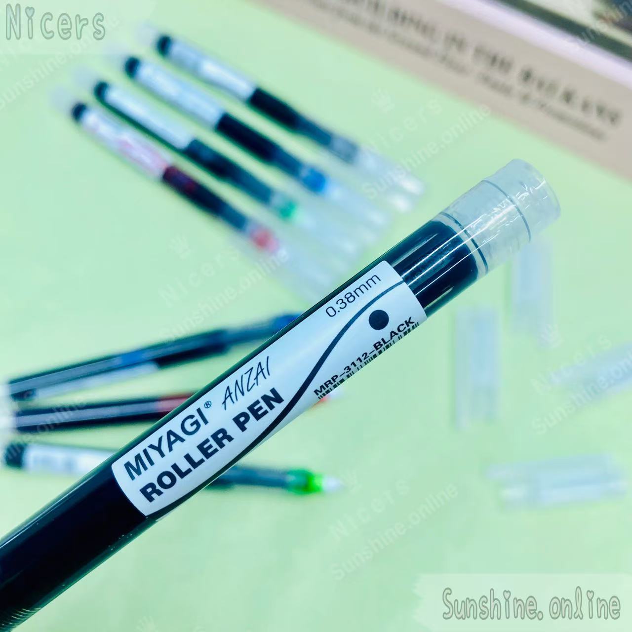Gel Pen Sign Pen 0.38mm Miyagi Roller Pen Liquid Ink Set by 4's (Black ...