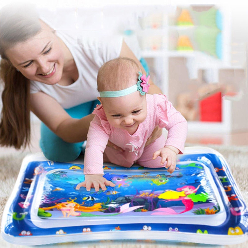 Inflatable Water Play Mat Thicken PVC Infant Fun Activity Tummy Time ...
