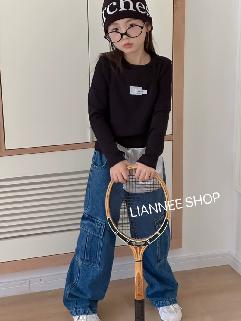 Six Packet Baggy pants dark blue denim wide leg packet pants for kids ...
