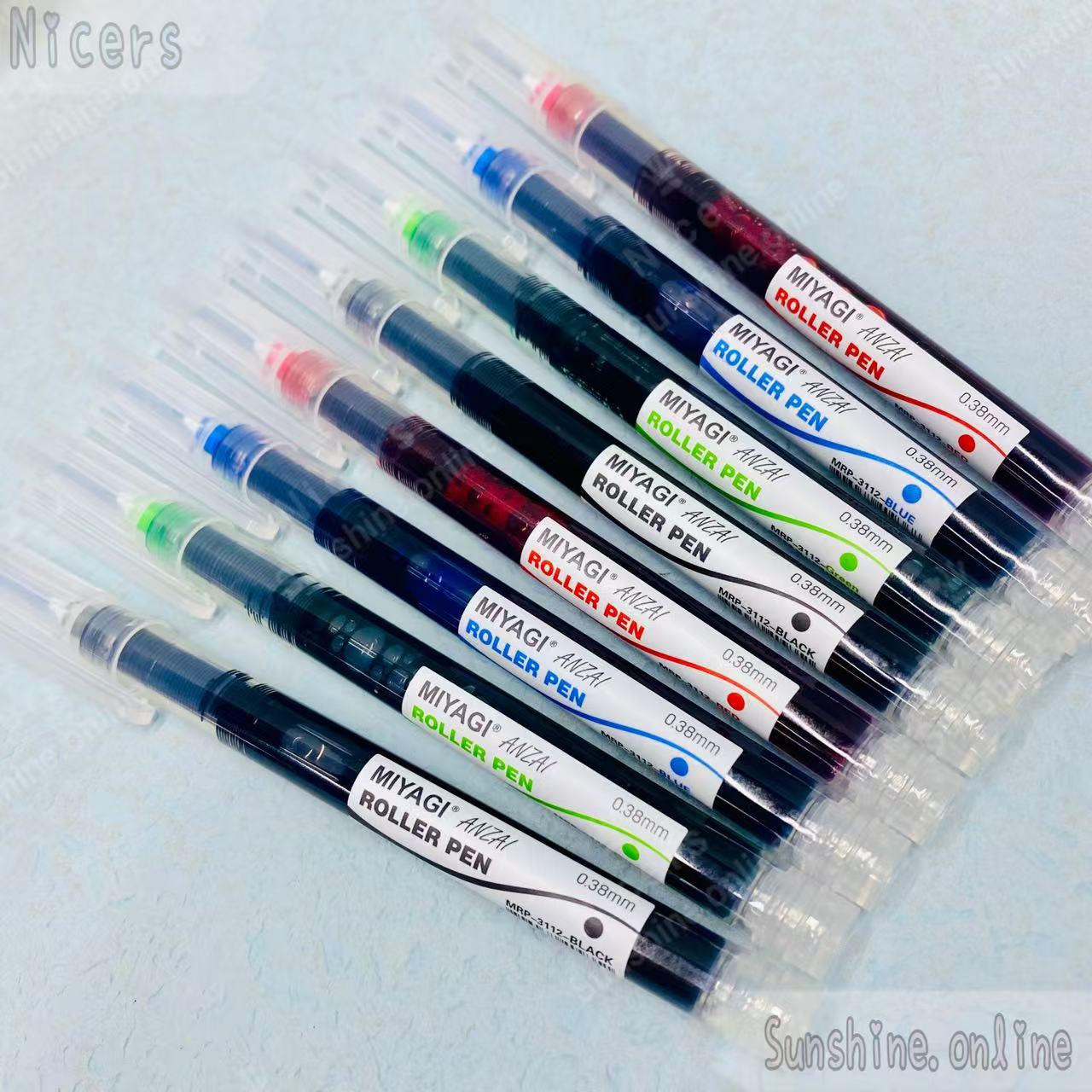 Gel Pen Sign Pen 0.38mm Miyagi Roller Pen Liquid Ink Set by 4's (Black ...