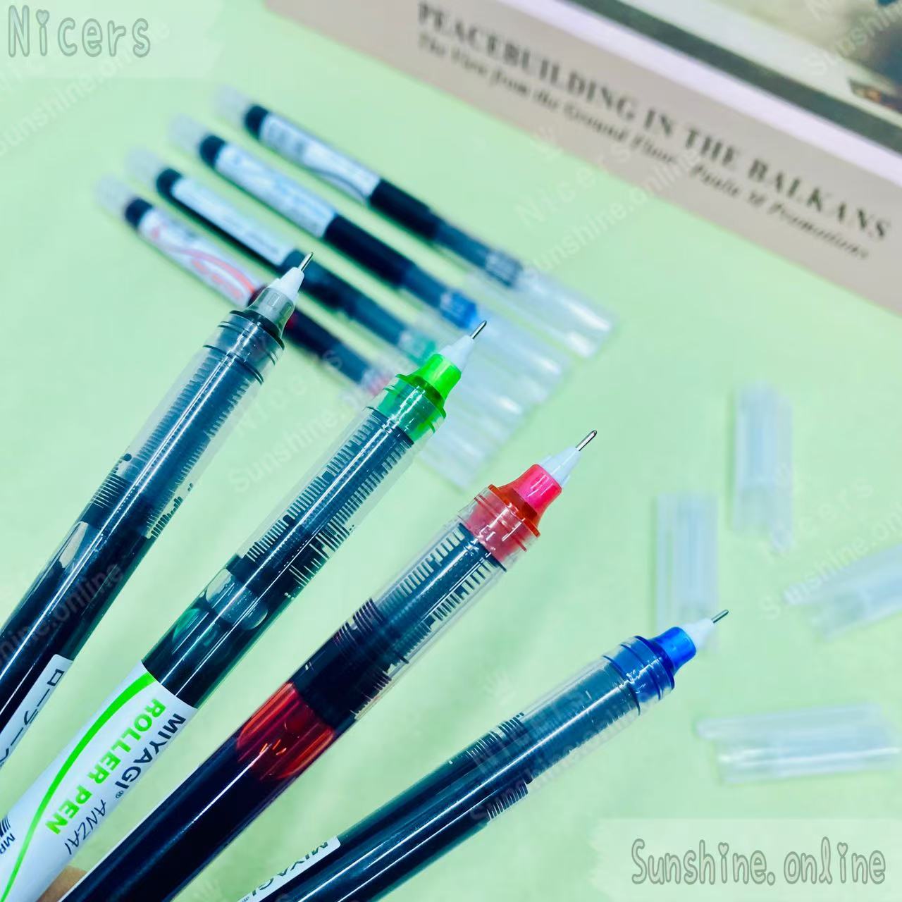 Gel Pen Sign Pen 0.38mm Miyagi Roller Pen Liquid Ink Set by 4's (Black ...
