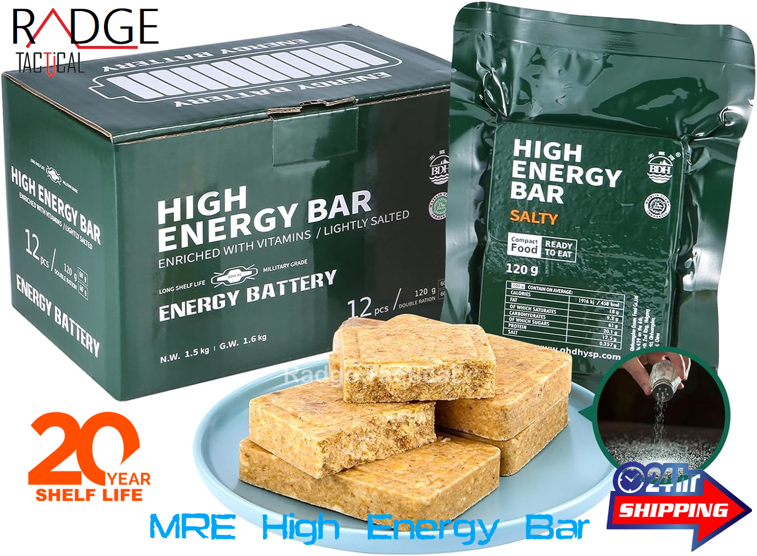 BOXED MRE High Energy Bar Biscuit 20 Years Shelf Life Emergency Food ...