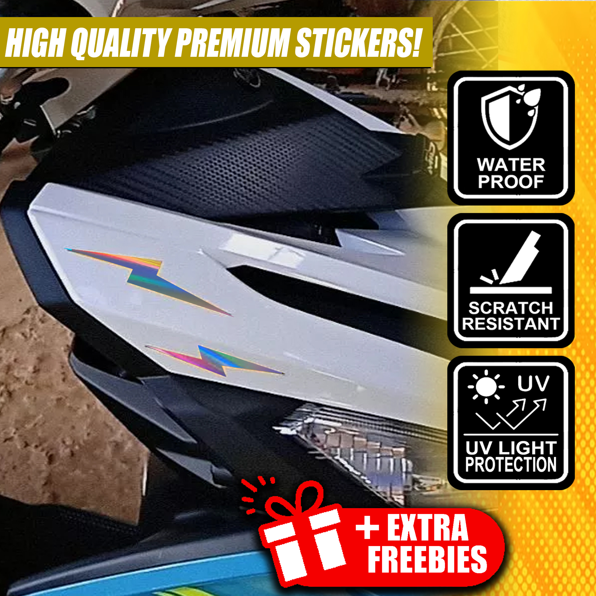 2pcs Lightning Thunder Kidlat Stickers for Motorcycle Sticker Decals ...